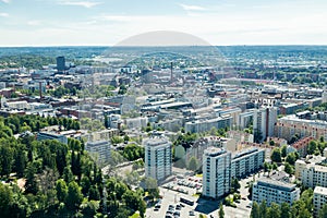 Beautiful top view of the Tampere city at summer day, Finland