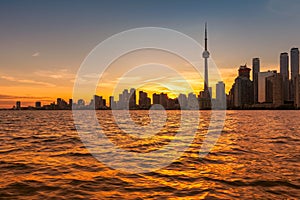Toronto skyline at sunset, Ontario, Canada.