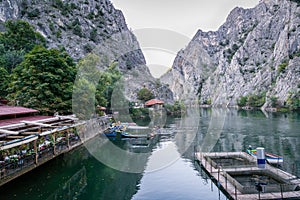 Beautiful tourist attraction Lake Matka in Skopje Macedonia.