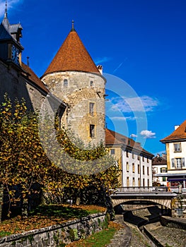 Beautiful tower of the Castle of Yverdon