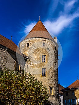 Beautiful tower of the Castle of Yverdon
