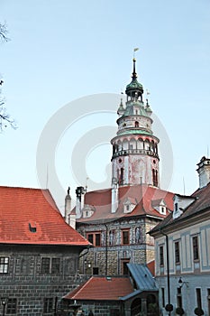 Beautiful tower of Cesky Krumlov castle