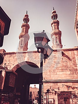 Beautiful tower and lamp on Bab zuweila