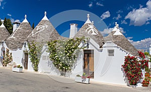 Beautiful town of Alberobello with trulli houses, main turistic district, Apulia region, Southern Italy