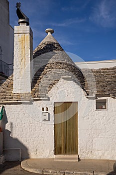 Beautiful town of Alberobello with typical trulli houses built from stone, main touristic district, Apulia region, Southern Italy