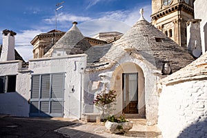 Beautiful town of Alberobello with typical trulli houses built from stone, main touristic district, Apulia region, Southern Italy