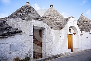 Beautiful town of Alberobello with typical trulli houses built from stone, main touristic district, Apulia region, Southern Italy