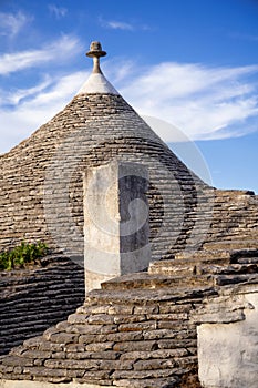 Beautiful town of Alberobello with typical trulli houses built from stone, main touristic district, Apulia region, Southern Italy