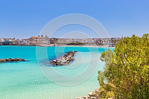 Beautiful town of Otranto and its beach, Salento peninsula, Puglia region, Italy