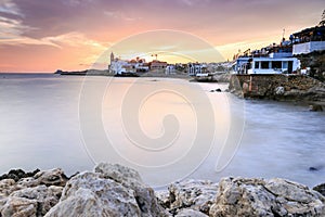 Beautiful town of Sitges at sunset, Spain