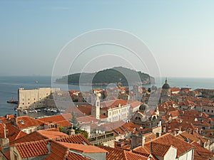 Beautiful town wih red roofs and amazing streets photo