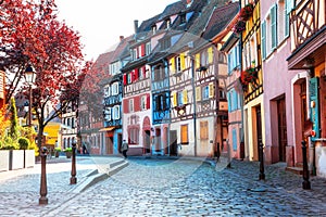 Beautiful towns of France - Colmar, with colourful half-timbered traditional houses