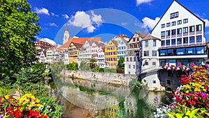 Beautiful towns of Germany - Tubingen, colourful floral town in