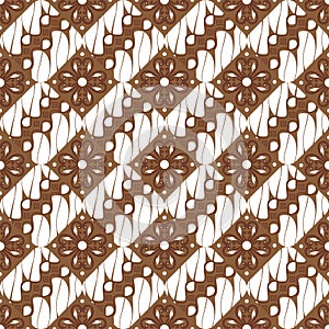 Beautiful Tradisional batik floral pattern with elegant white brown color design photo