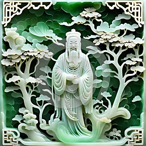 Beautiful traditional Chinese jade carving - ai generated image