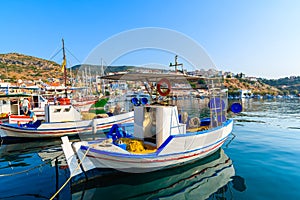 Beautiful traditional fishing boats in Pythagorion, Samos island, GreeceBeautiful traditional fishing boats in Pythagorion, Samos