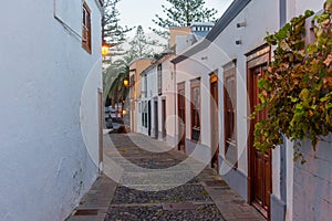 Beautiful traditional houses on the main street in the center of Santa Cruz de la Palma, Canary islands, Spain