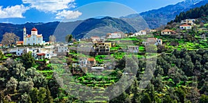 Beautiful traditional mountain village Lakki in Crete island. Gr photo