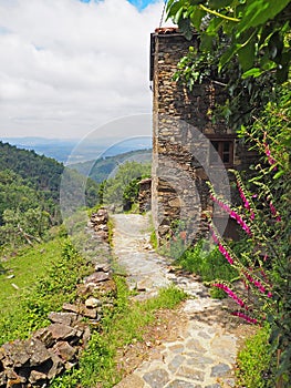 Traditional schist village in the mountains of central Portugal photo