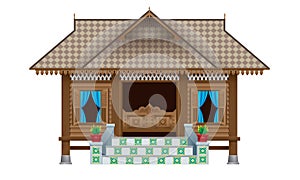 Bellissimo tradizionale di legno malese stile comune casa 