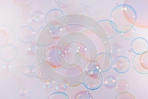 Beautiful Transparent Colorful Soap Bubbles Background.