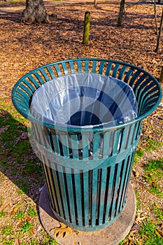 Beautiful trash can at Hermann Park Houston Texas USA