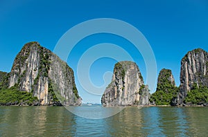 Beautiful travel view in the Halong Bay Vietnam landscape ocean