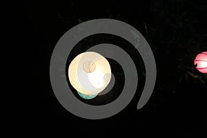 Beautiful tree lantern made with light between trees