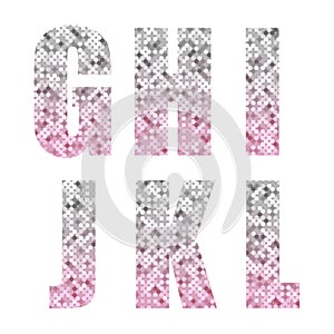 Beautiful trendy glitter alphabet letters with silver to pink ombre