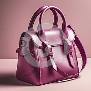 Beautiful trendy mangenta female handbag, created with generative AI