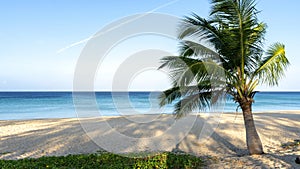 Beautiful Tropical beach andaman sea and clear blue sky background,in phuket island,Summer beach with wave crashing on sandy shore