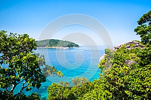 Beautiful tropical beach and blue sky background. Similan Island