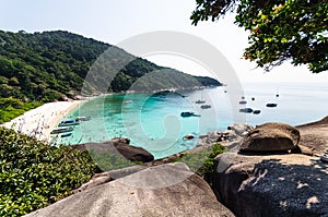 Beautiful tropical beach and blue sky background. Similan Island