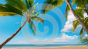 Beautiful tropical beach with coconut palm tree at Seychelles, AI Generated