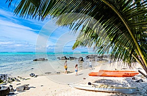 Beautiful tropical beach at exotic island in Pacific