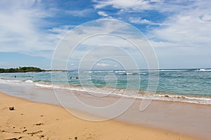 Beautiful tropical beach with lush vegetation