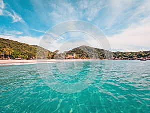 Beautiful tropical beach and mountains in Redang Island, Terengganu, Malaysia