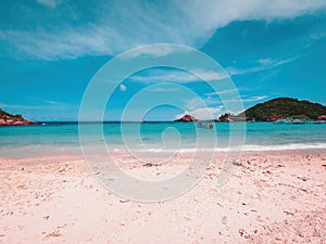 Beautiful tropical beach and mountains in Redang Island, Terengganu, Malaysia