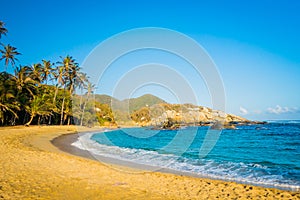 Beautiful tropical beach scenery gold sand and