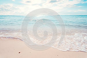 Beautiful tropical the beach seascape with sunlight in summer.