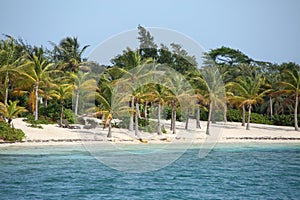 Beautiful tropical beach with turquiose sea & white sand on Green Island, Antigua, Caribbean