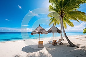 Beautiful tropical beach with white sand palm tree 1690446471657 7