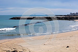 Beautiful tropical coastline with a seascape view in sunlight