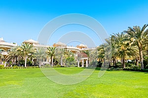 Beautiful tropical garden in luxury hotel in The Palm Jumeirah