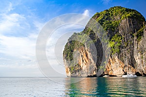 Beautiful tropical landscape of the Maya Bay in the Phi Phi Islands in Thailand