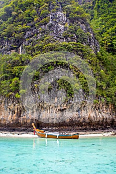 Beautiful tropical landscape of the Maya Bay in the Phi Phi Islands in Thailand