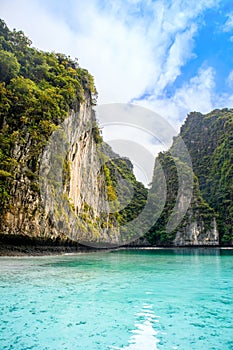 Beautiful tropical landscape of the Maya Bay in the Phi Phi Islands in Thailand