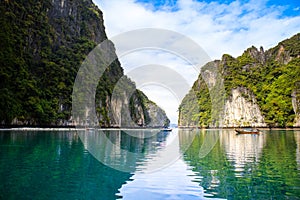 Beautiful tropical landscape of the Maya Bay in the Phi Phi Islands in Thailand