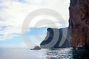 Beautiful tropical landscape of the Maya Bay in the Phi Phi Islands in Thailand