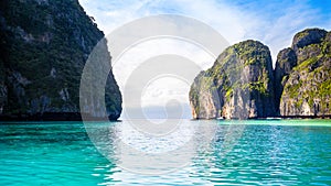 Beautiful tropical landscape of the Maya Bay in the Phi Phi Islands in Thailand